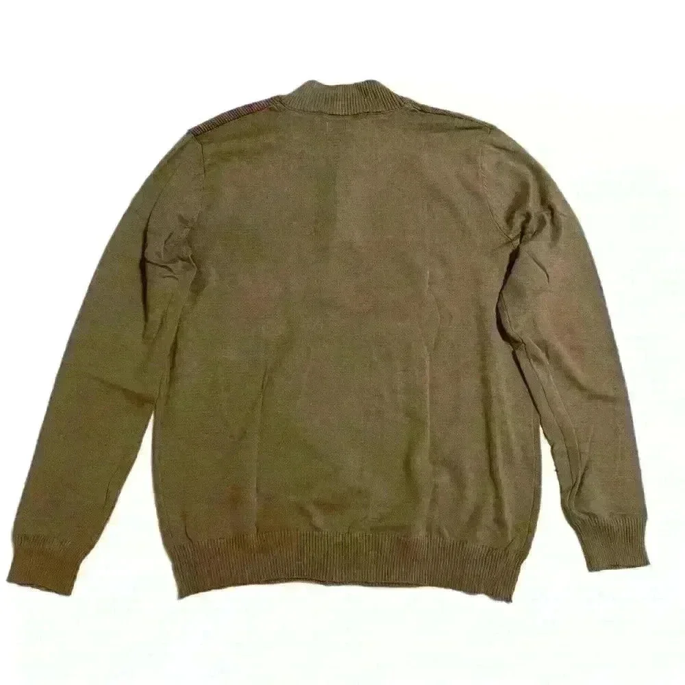 Club Room Mock Neck 3-Button 100% Cotton Pullover Mens Sweater Size L Walnut